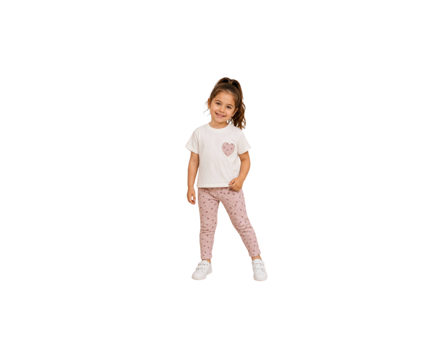 130 Hearts Legging & Tshirt Set White Top - Image 1