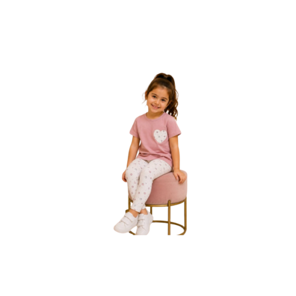 Hearts Legging & Tshirt Set Pink Top