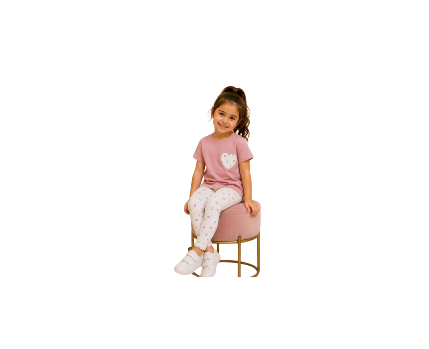 142 Hearts Legging & Tshirt Set Pink Top - Image 1