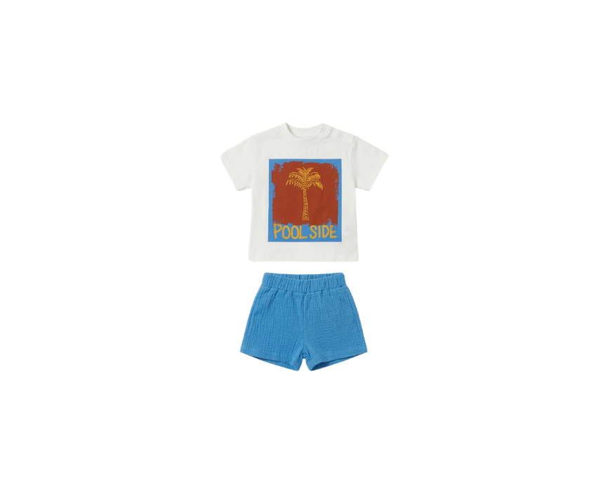 144 Poolside Muslin Shorts & Tshirt Set - Image 1
