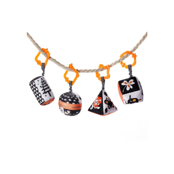 Black & White Geometric Hanging Rattle Set