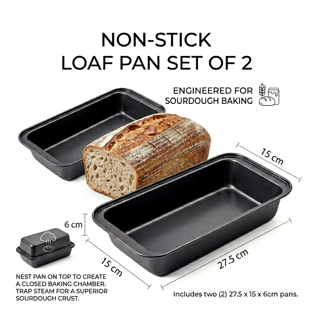 1781811244537 Set of 2 loaf pans, engineered for sourdough baking; 27.5x15x6 cm each - Image 1