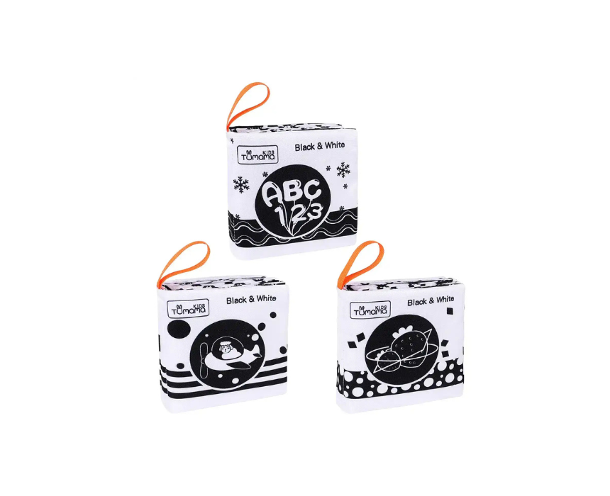 186 Black & White Cloth Books Set 3pcs - Image 1