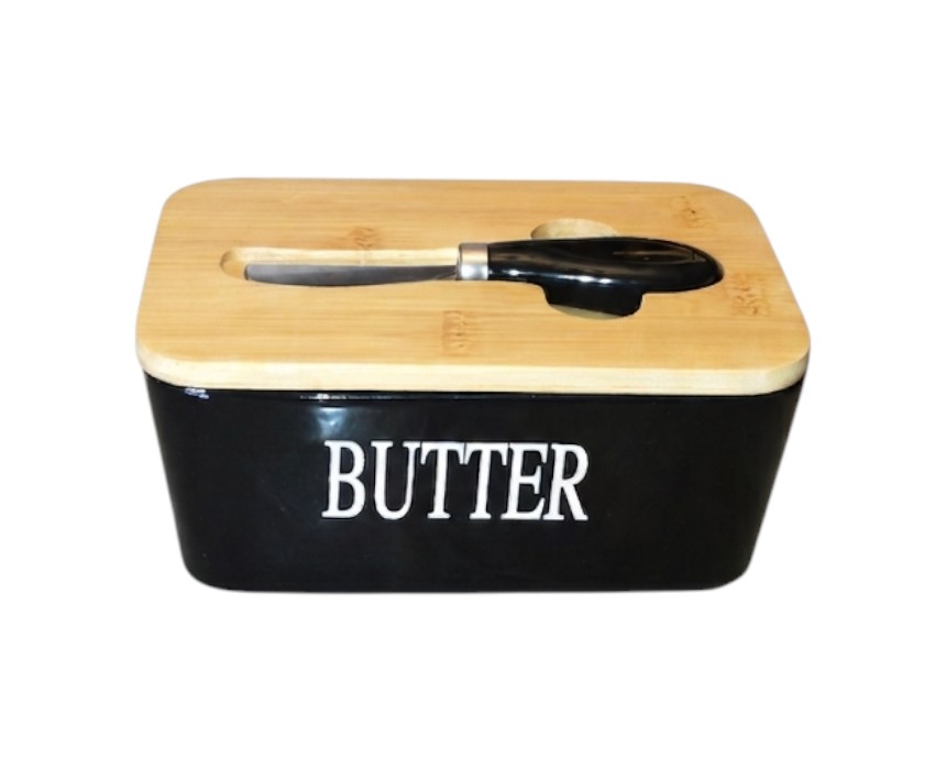 188610-1.jpg Ceramic Butter Dish with Knife - Image 1