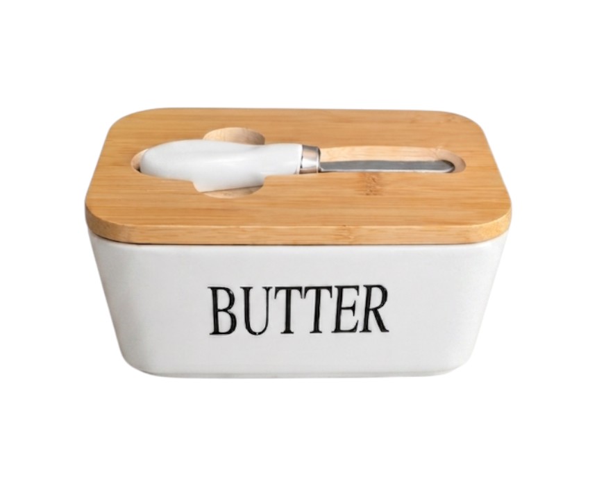 188611-1.jpg Ceramic Butter Dish with Knife - Image 1