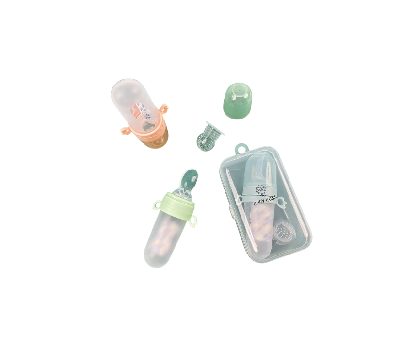 196 Baby Silicone Nibbler Bottle Feeder With Spoon 2 in 1 - Image 1