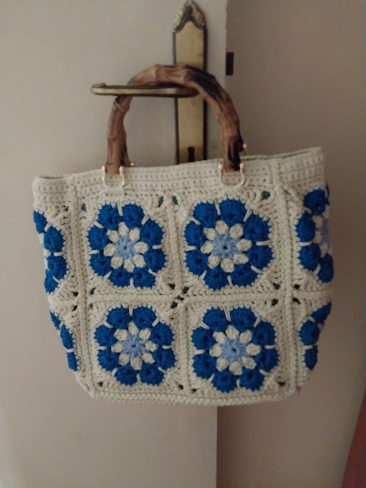 20260618_141357 Royal Blue and Off-white Floral Summer Tote Bag - Image 1