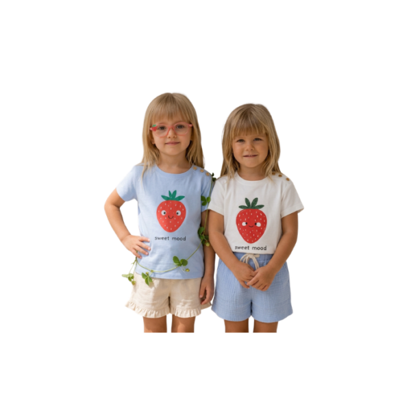 Strawberry Tshirt White Blue