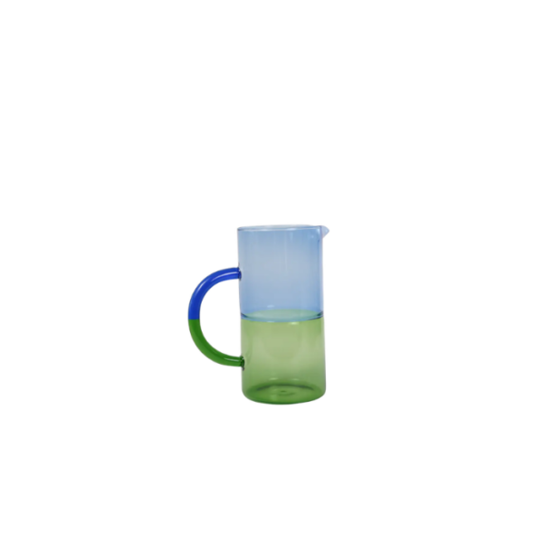 Straight Glass Pitcher Blue and Green