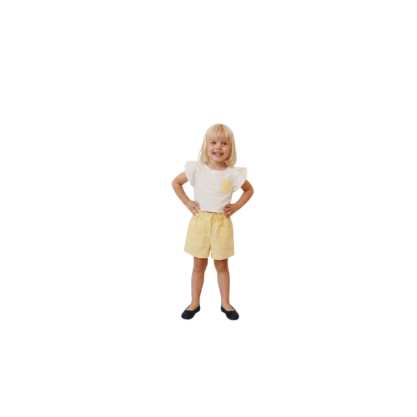 Yellow Horizon Muslin Shorts & Crop Top Set