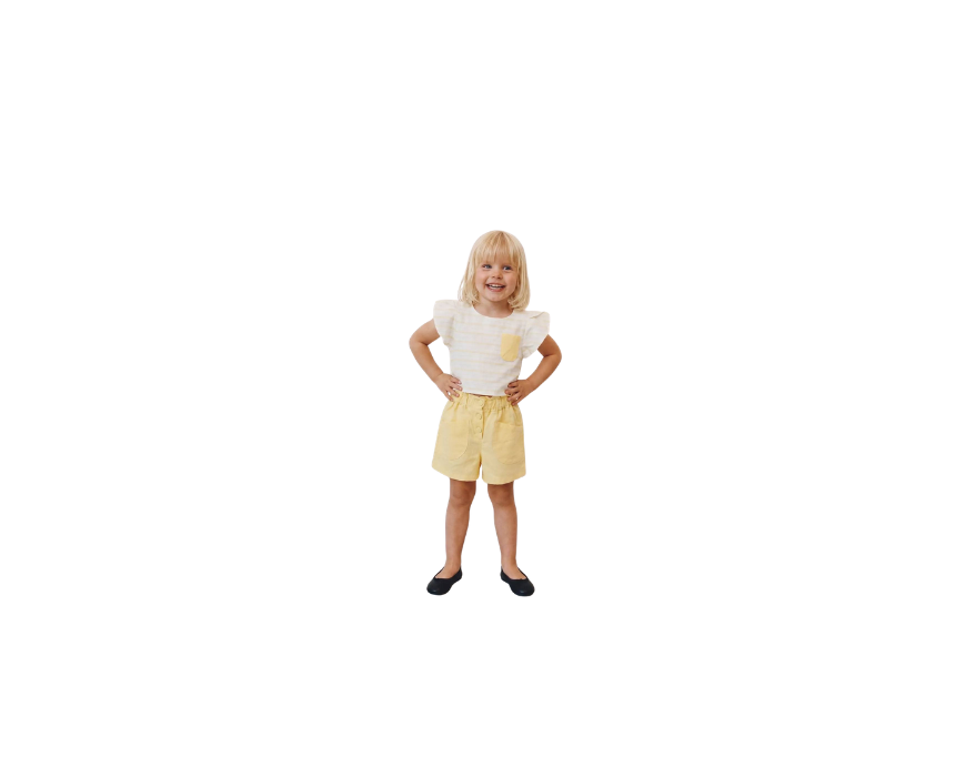 239 Yellow Horizon Muslin Shorts & Crop Top Set - Image 1