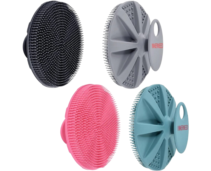 3 INNERNEED Soft Silicone Body Scrubber Shower Brush Family Pack - Image 1