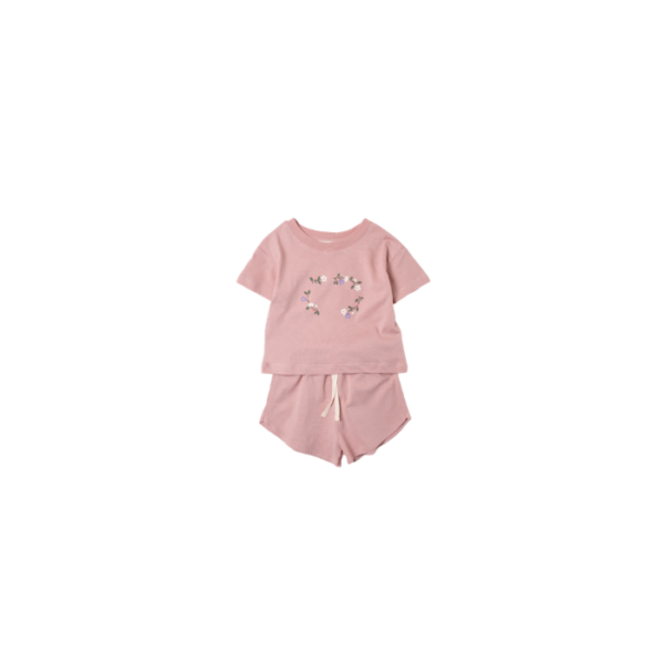 Pink Floral Shorts & Tshirt Set