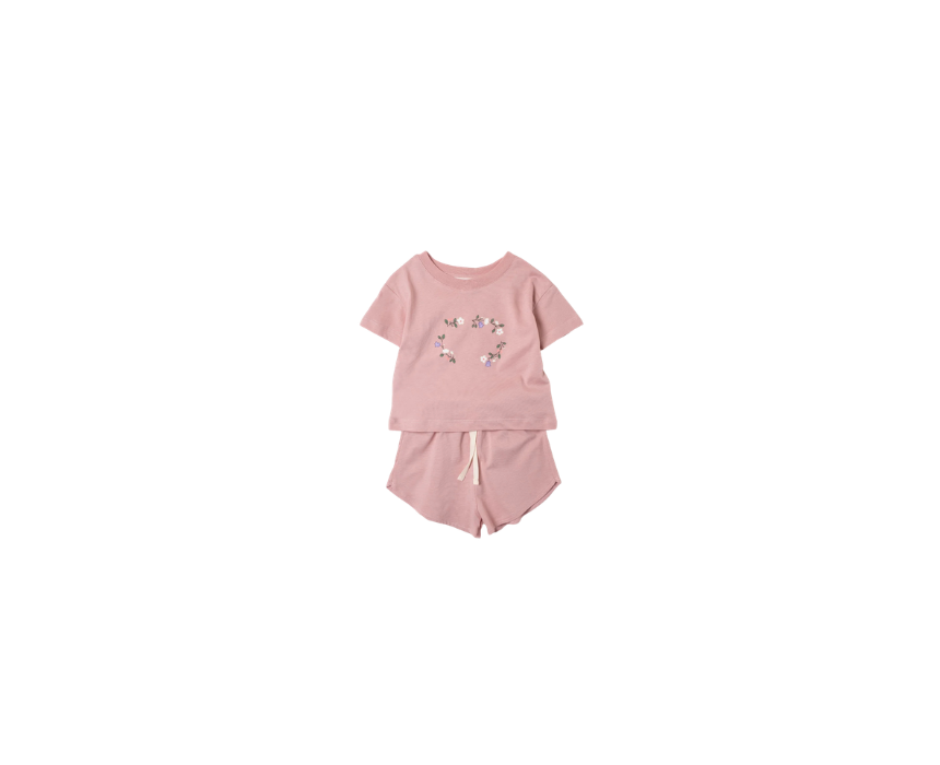 302 Pink Floral Shorts & Tshirt Set - Image 1