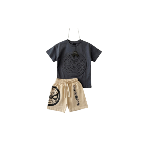 Spider Web Shorts & Black Tshirt Set