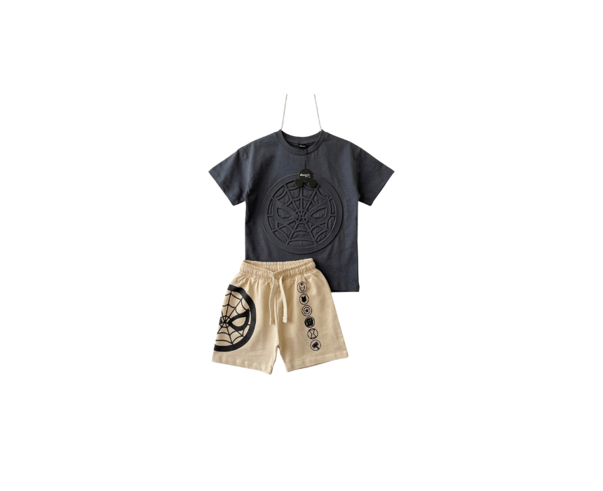 303 Spider Web Shorts & Black Tshirt Set - Image 1