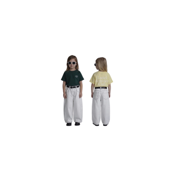 Denim Wide Leg Balloon Stitched Pants