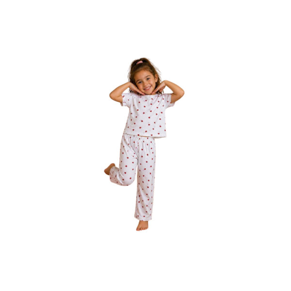 White Pyjamas with Red Hearts