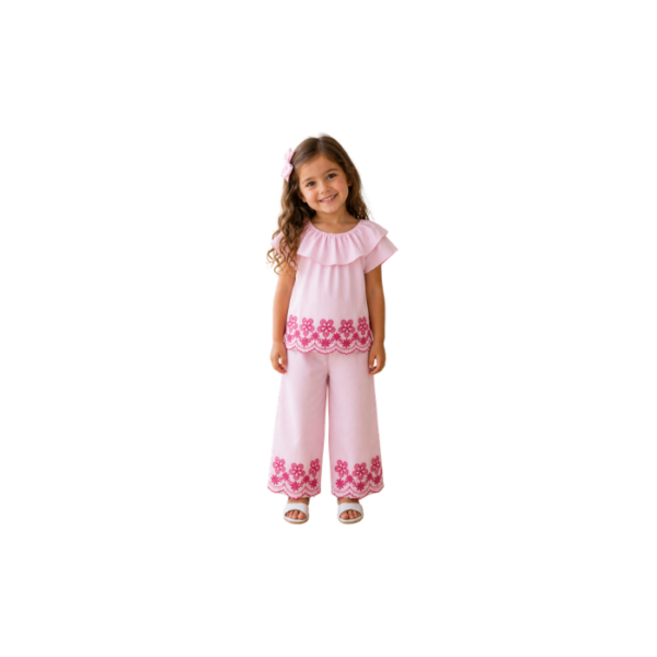 Pink Floral Pants & Tshirt Set