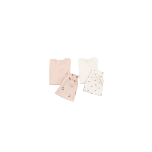 Cherry & Hearts Shorts & Tshirt Set 100% Cotton