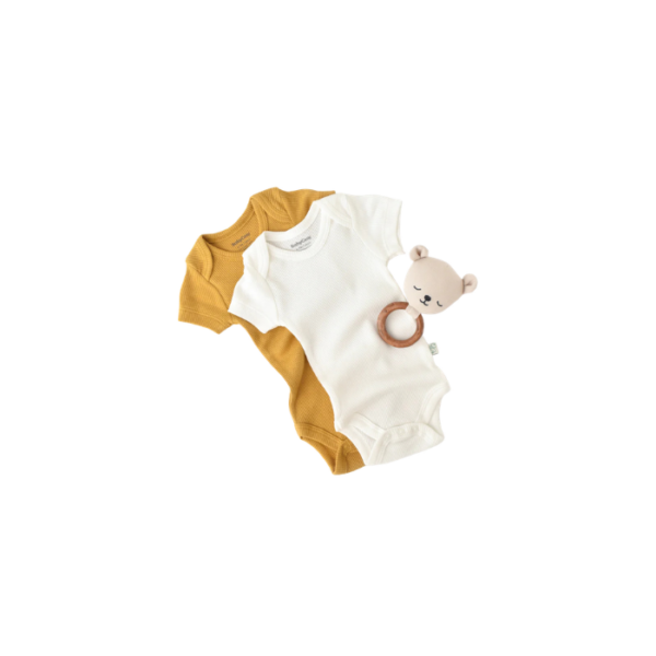 2 Pieces Short Sleeve Body Mustard White