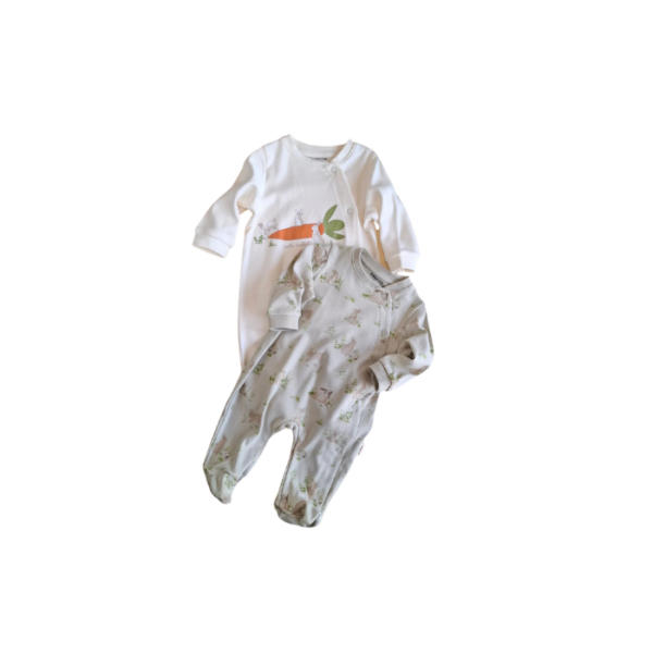 Baby Organic Cotton Bunny Rompers