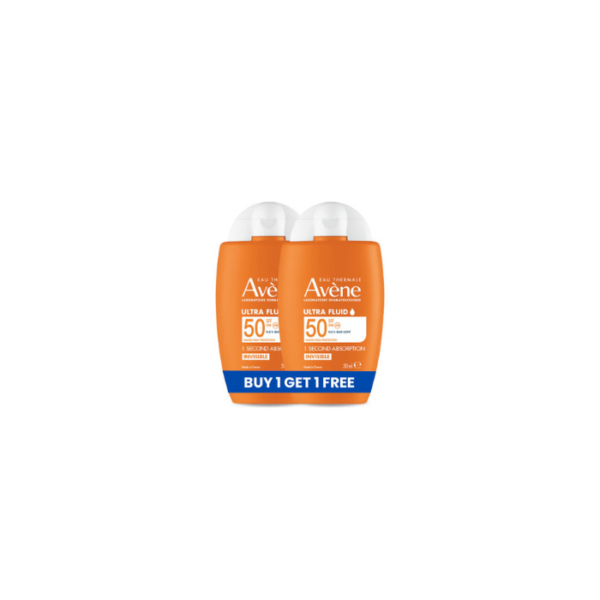 Avene Ultra Fluid Invisible SPF 50+ Sunscreen Buy 1 Get 1 Free Offer
