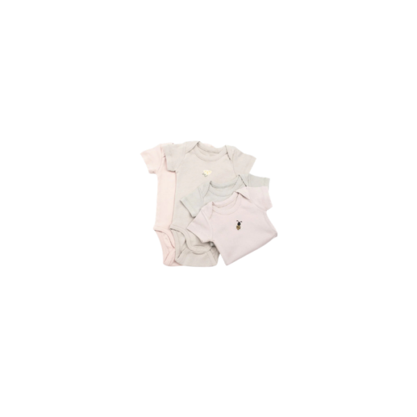Organic Cotton Embroidered Baby Bodysuits Set of 4