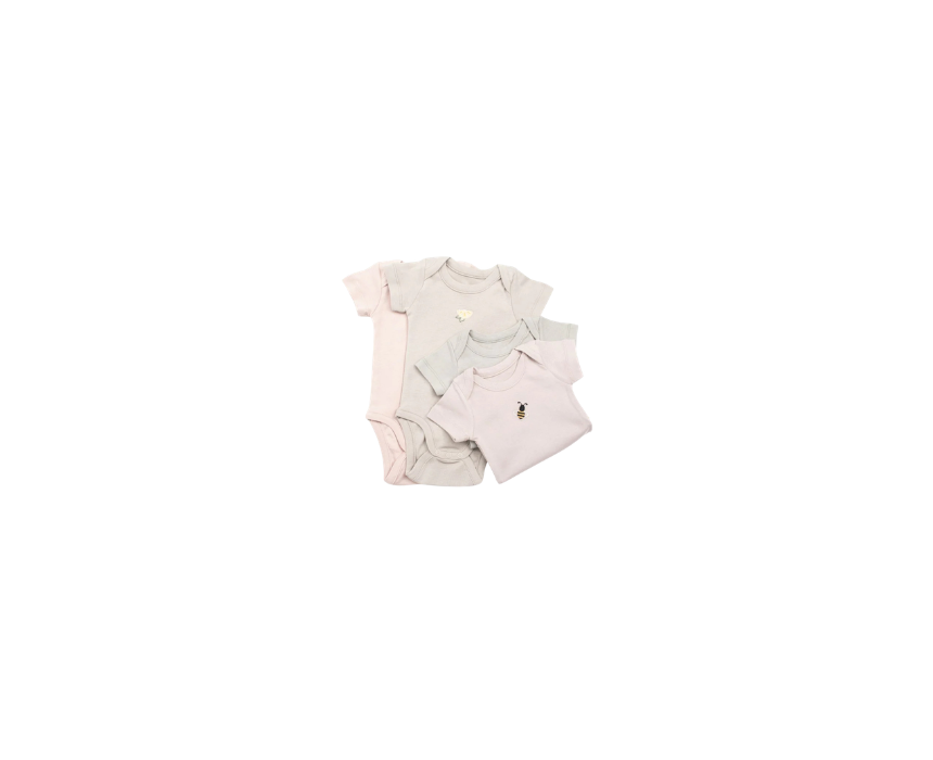 408 Organic Cotton Embroidered Baby Bodysuits Set of 4 - Image 1
