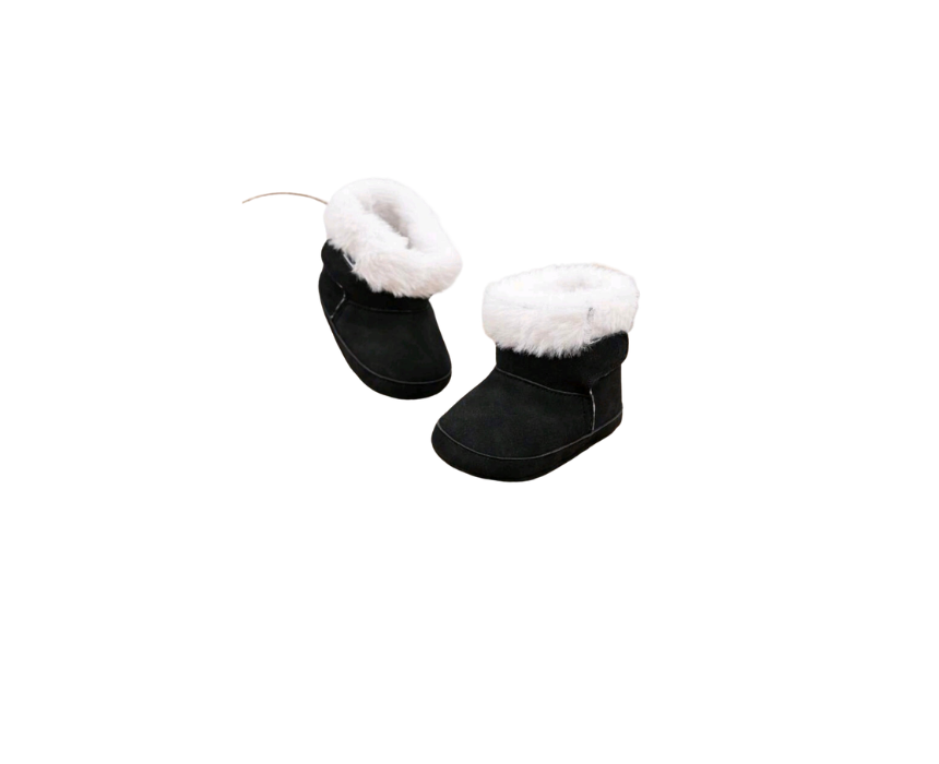 442 Fur & Velvet Black Boots - Image 1