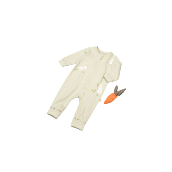 Zippered Romper Bunny Soft Green