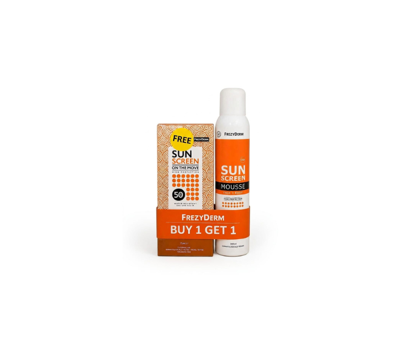 46 Sun Screen Mousse + Free SPF50 On‑The‑Move FrezyDerm - Image 1