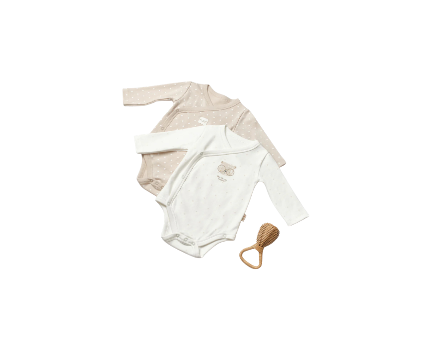 460 2 Peices Double Breasted Body Bear 100% Organic Cotton - Image 1