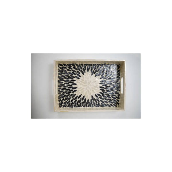 Large Beige and Black Shell Tray Set