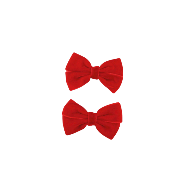 Velvet Red Bow Hair Clip 2 Peices