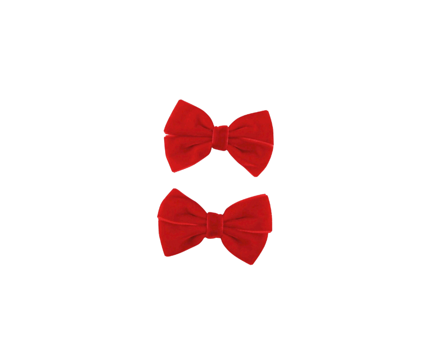 506 Velvet Red Bow Hair Clip 2 Peices - Image 1