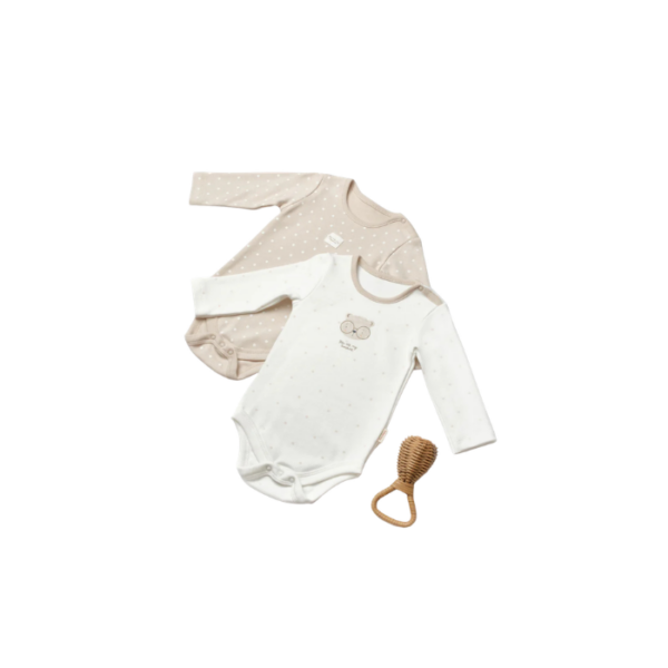2 Pieces Long Sleeve Body Bear 100% Organic Cotton