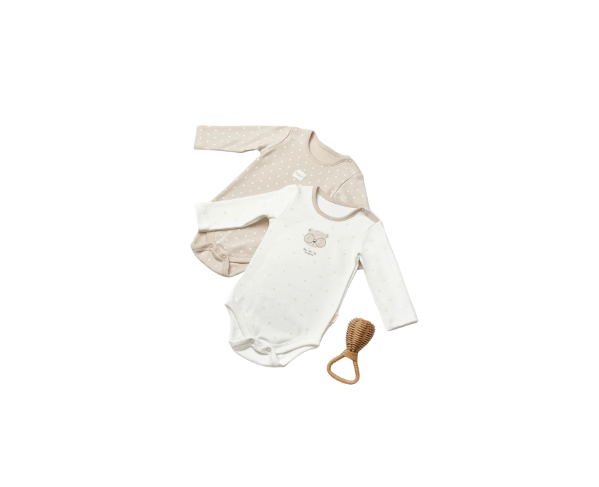 557 2 Pieces Long Sleeve Body Bear 100% Organic Cotton - Image 1