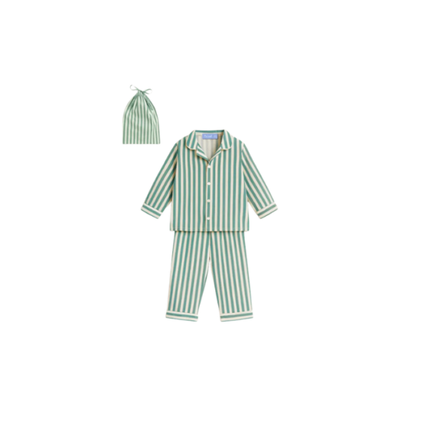 Green Striped Muslin Pyjamas Kids