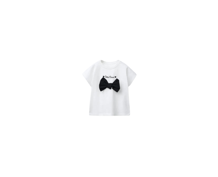 57 White Bow T‑Shirt Kids - Image 1