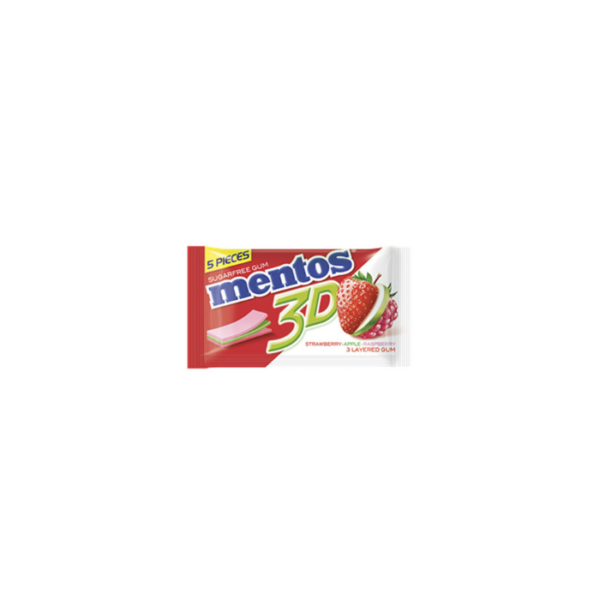 Gum 3D Strawberry Apple Raspberry Mentos