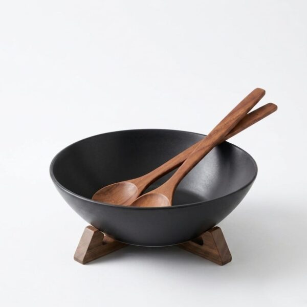 Modern Matte Black Salad Bowl Set