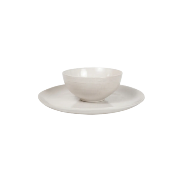 Set of 6 Beige Gridded Dinner Plate