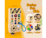 Montessori Wooden Busy Board LED Light Switches Sensory Toy - Image 