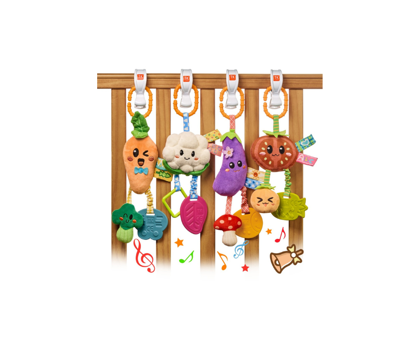 77 Vegetable Hanging Rattles Set with Shark clip - Image 1