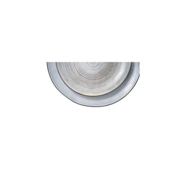 Set of 6 Blue Spiral Dinner Plates with Brown Rim