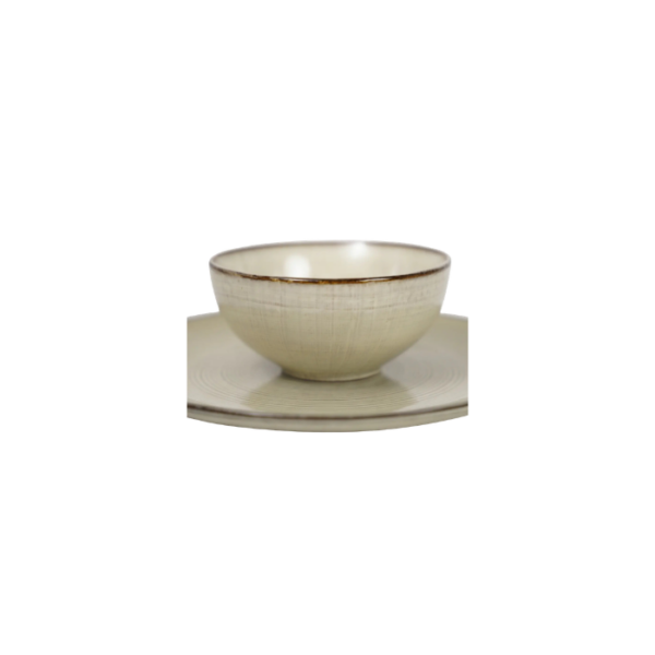 Set of 6 Brown Rimmed Bowls