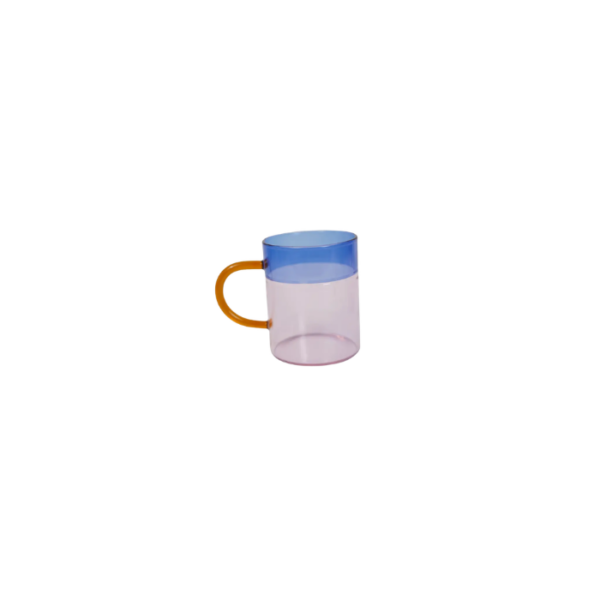 Borosilicate Straight Glass Mug Blue and Pink