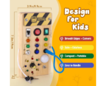 Montessori Wooden Busy Board LED Light Switches Sensory Toy - Image 