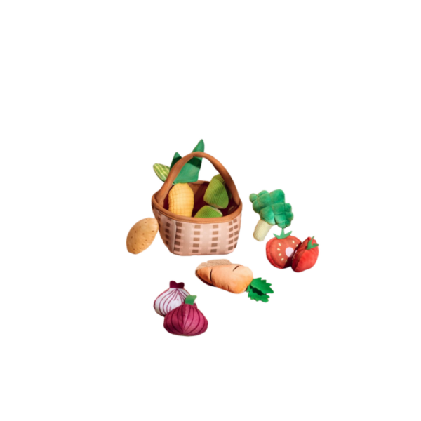 Interactive Plush Vegetable Toys Set with Basket